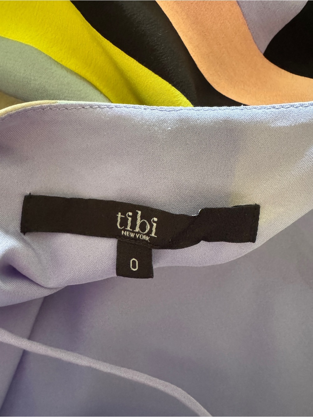 Tibi Lavender Geometric Silk Slip Dress with Pastel Blocks - Picture 3 of 3